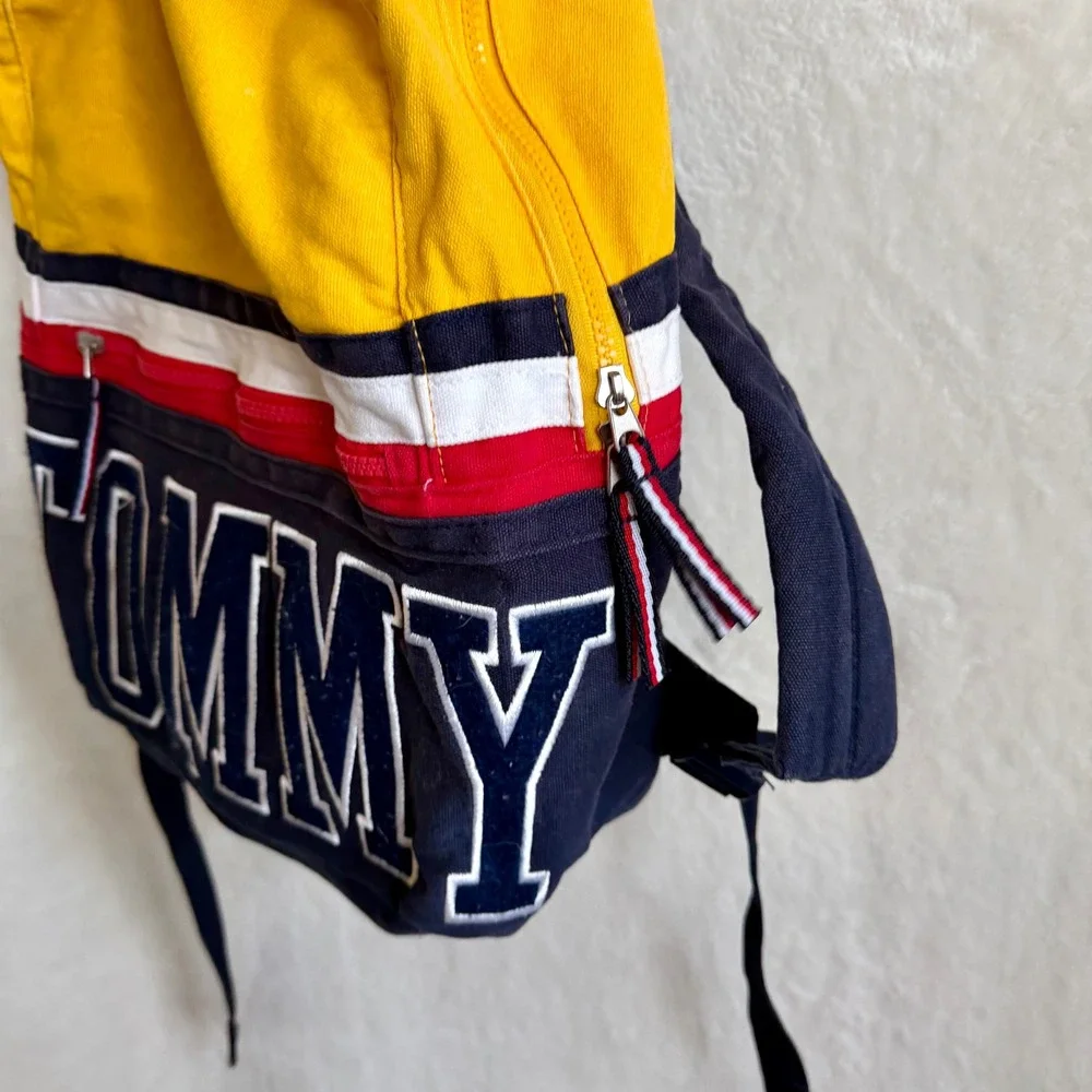 Tommy Hilfiger Vintage 90s Colorblock Spellout Backpack Big Logo Canvas Y2K